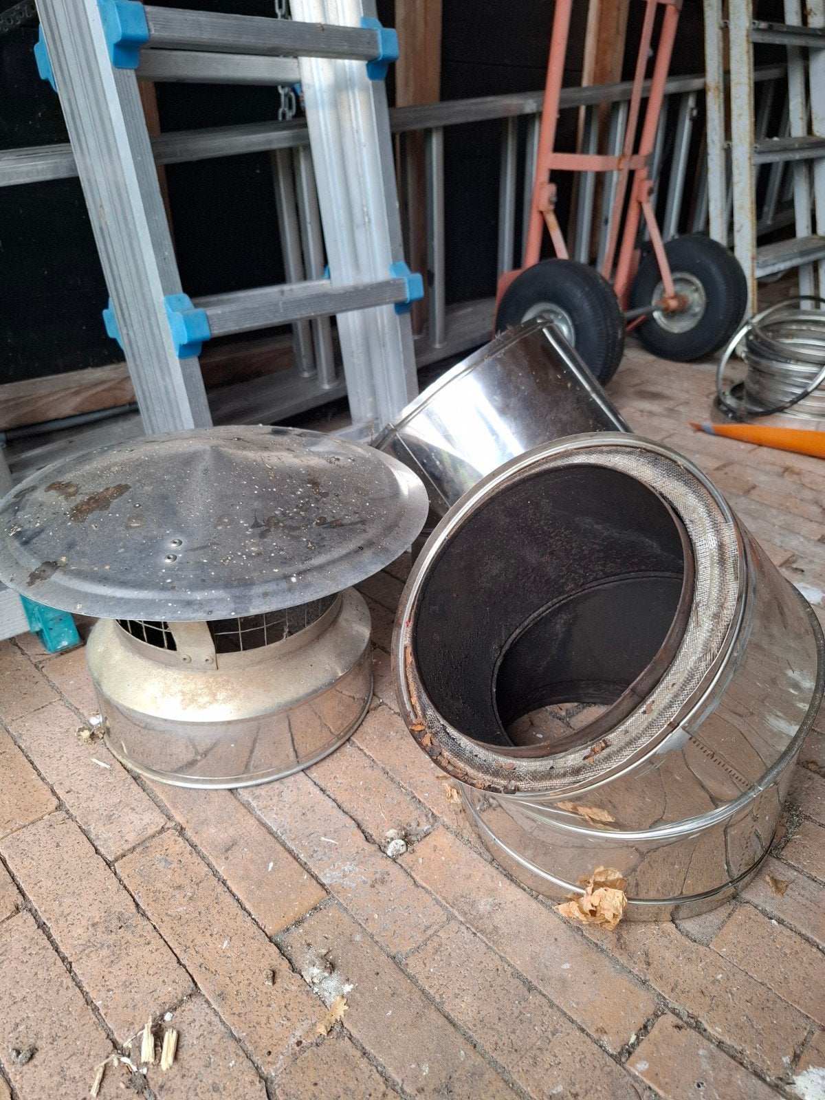 Kap, 45 gr bochten, rvs openhaardkanaal rookanaal, Ophalen, Bochten, Gebruikt, Rvs