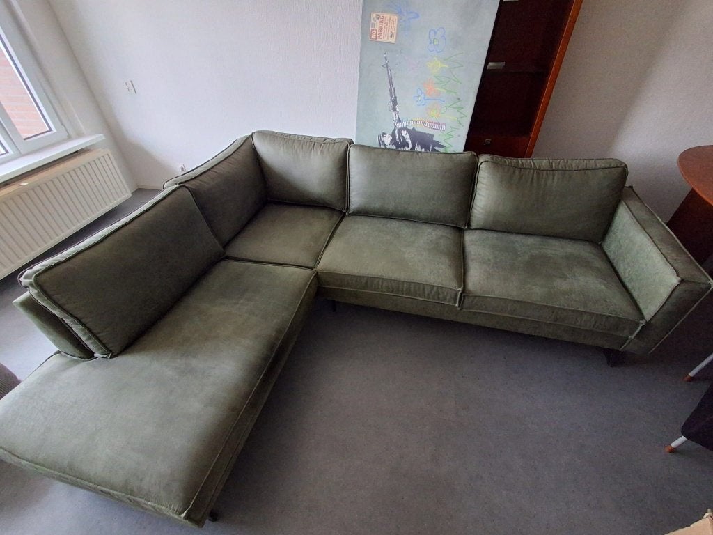 Hoekbank / Loungebank Stuart (links) - Groen, Huis en Inrichting, Ophalen, Hoekbank, 75 tot 100 cm, Zo goed als nieuw