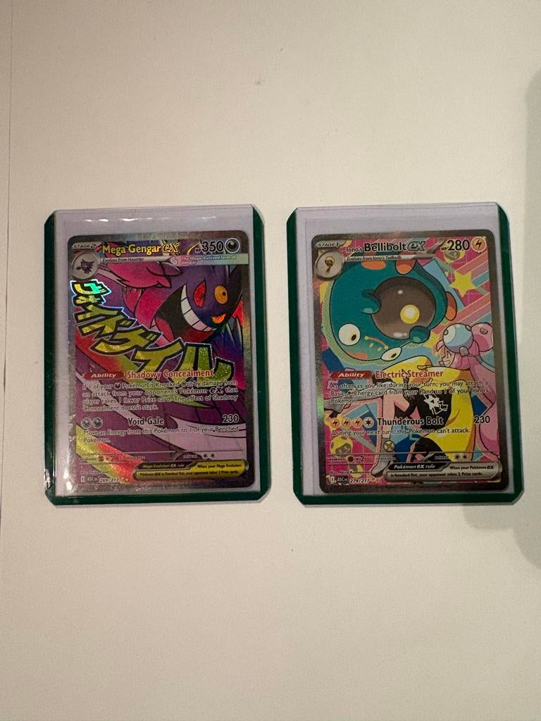Pokémon kaarten: Mega Gengar EX & Bellibolt EX, Ophalen of Verzenden, Zo goed als nieuw, Meerdere kaarten, Foil