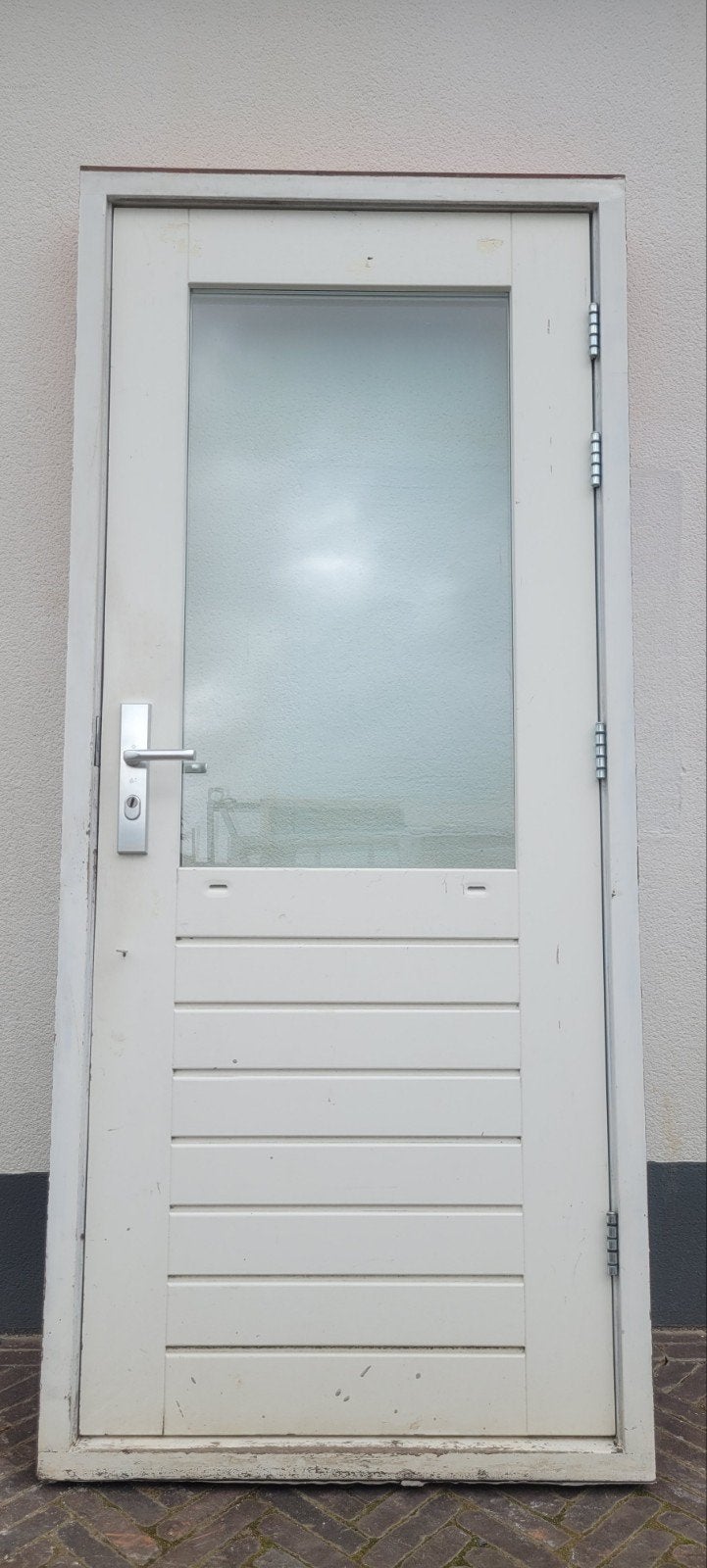 Hardhouten buitendeur/achterdeur inclusief kozijn, Ophalen, Gebruikt, 80 tot 100 cm, Buitendeur