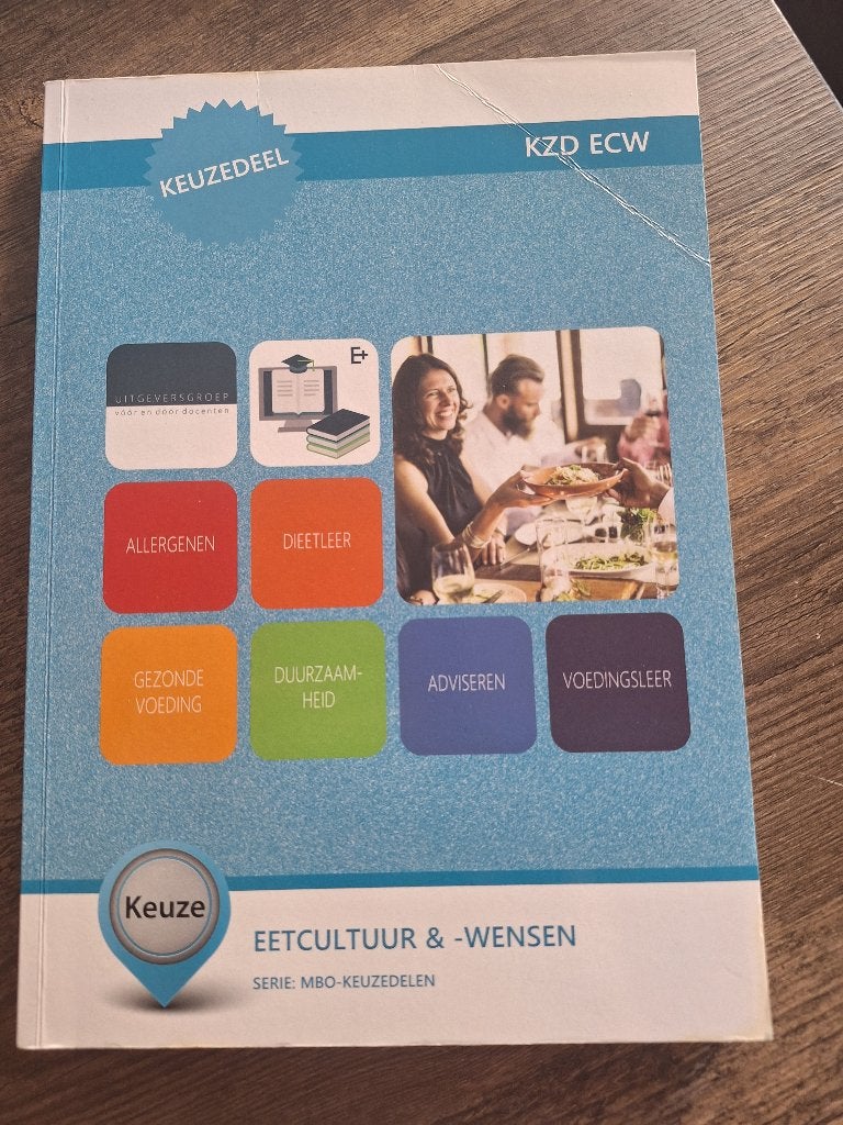 Studieboek Eetcultuur & -wensen KZD ECW, Ophalen of Verzenden, Beta, Gelezen, MBO