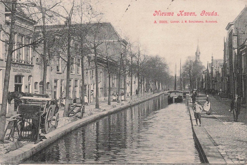 JP651 Gouda Nieuwe Haven 1910, Ophalen of Verzenden, Voor 1920, Gelopen, Zuid-Holland
