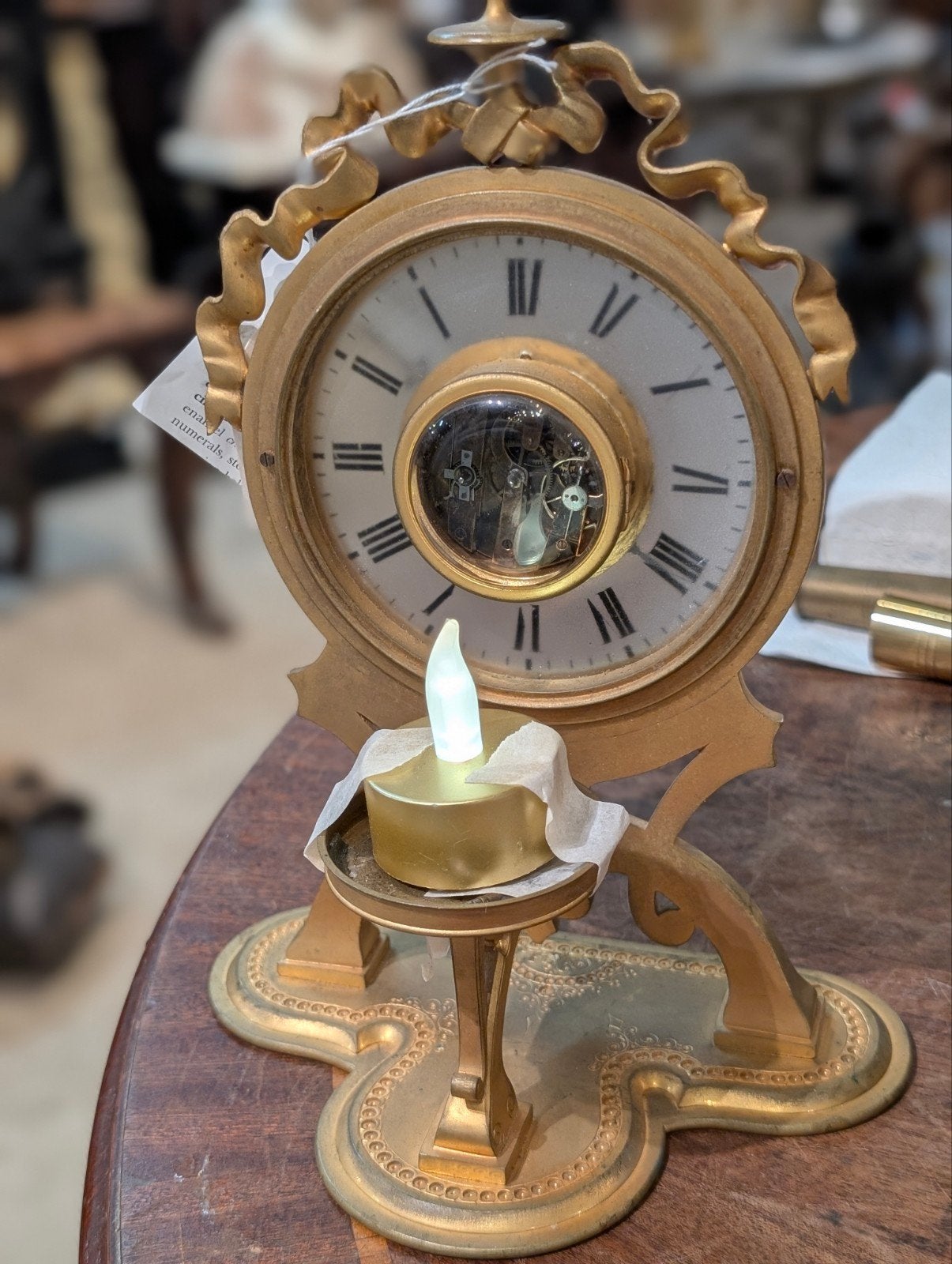 antiek vuurverguld bronzen nacht klokje 23 cm h. €290., Ophalen