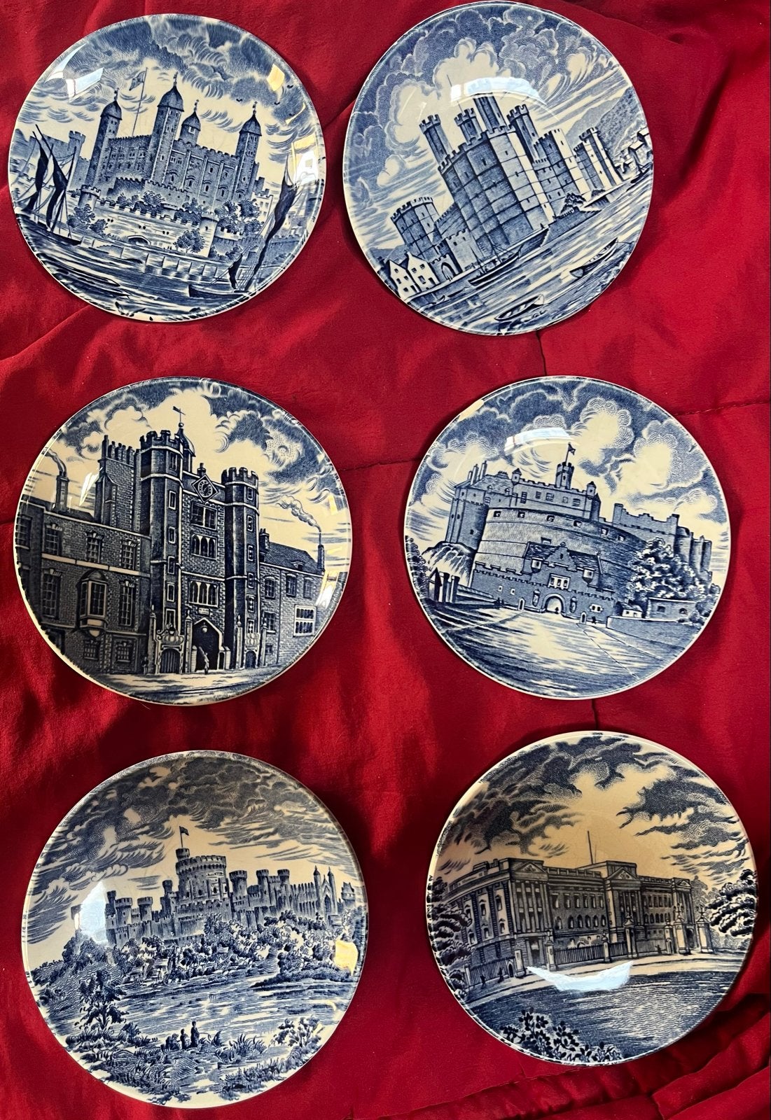 Set van 6 Wedgwood Royal Homes of Britain bordjes, Antiek en Kunst, Ophalen of Verzenden