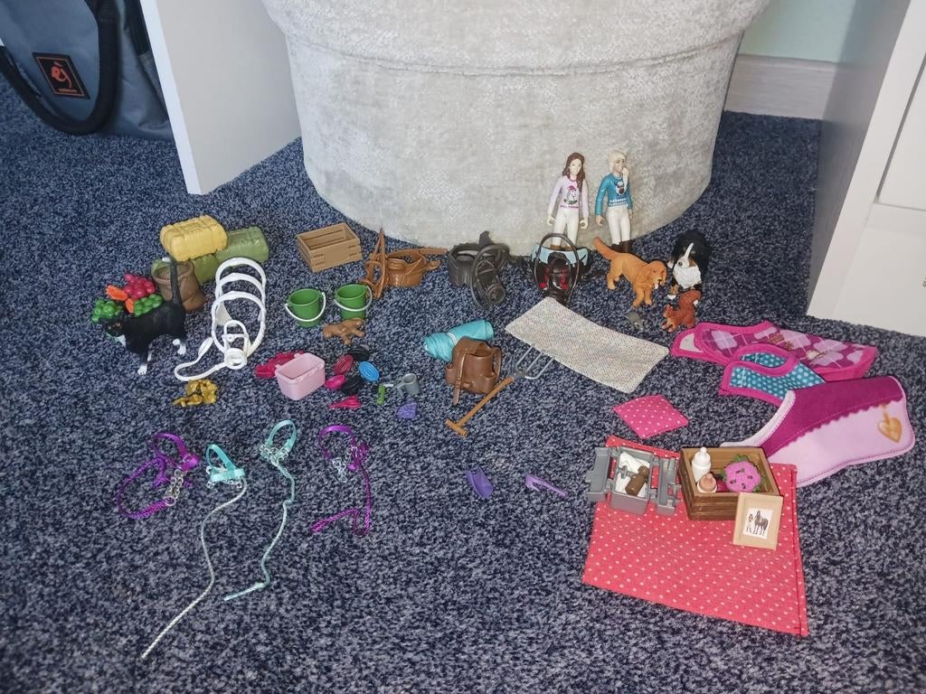 Grote Schleich accessoires set met figuren en dieren, Verzamelen, Speelgoed, Ophalen of Verzenden, Gebruikt
