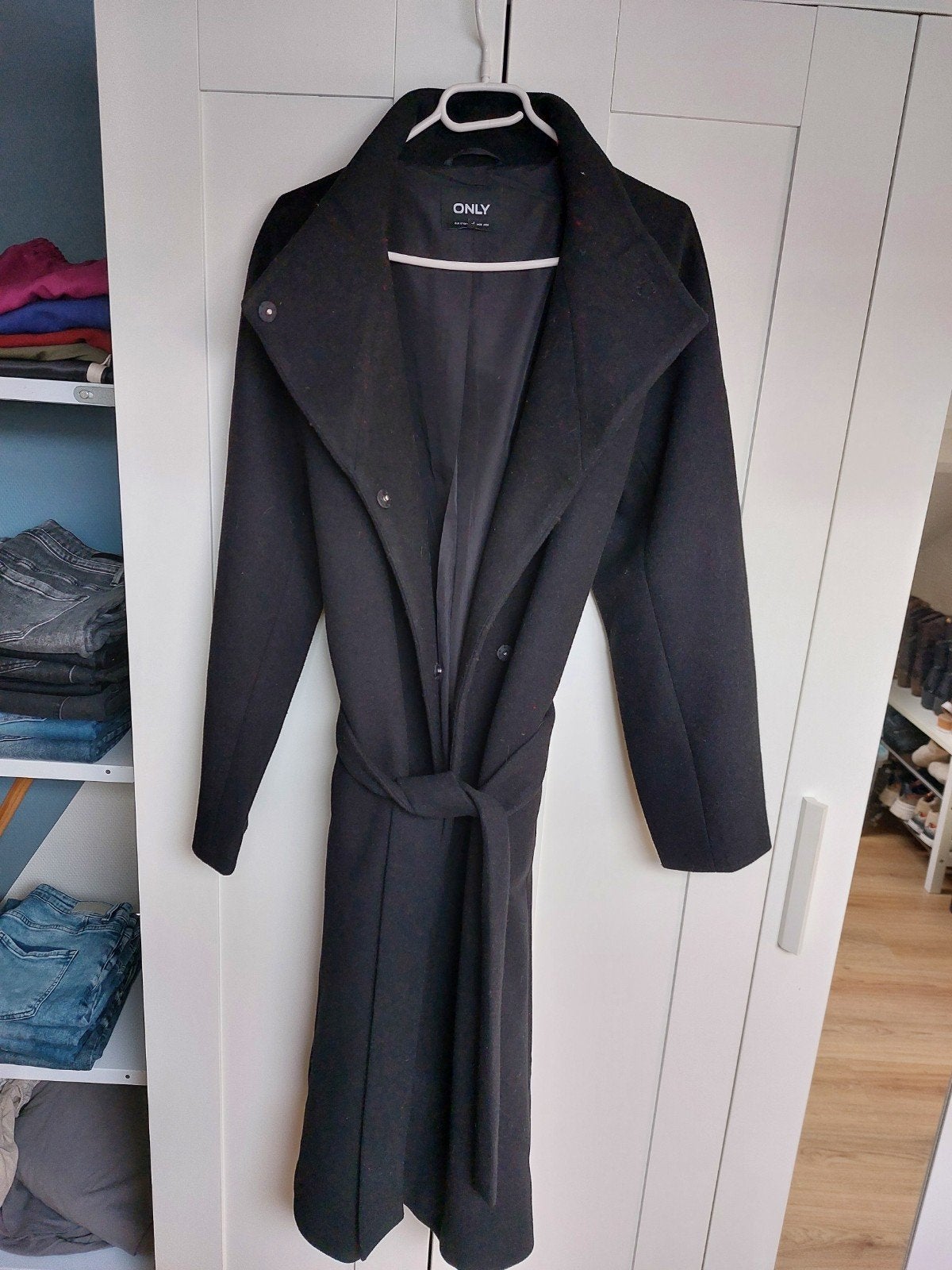 Nieuwe, wollen mantel van Only, Only, Zwart, Maat 42/44 (L), Nieuw