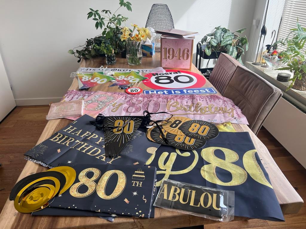 Versiering 80 jaar, Ophalen of Verzenden, Gebruikt, Versiering, Verjaardag