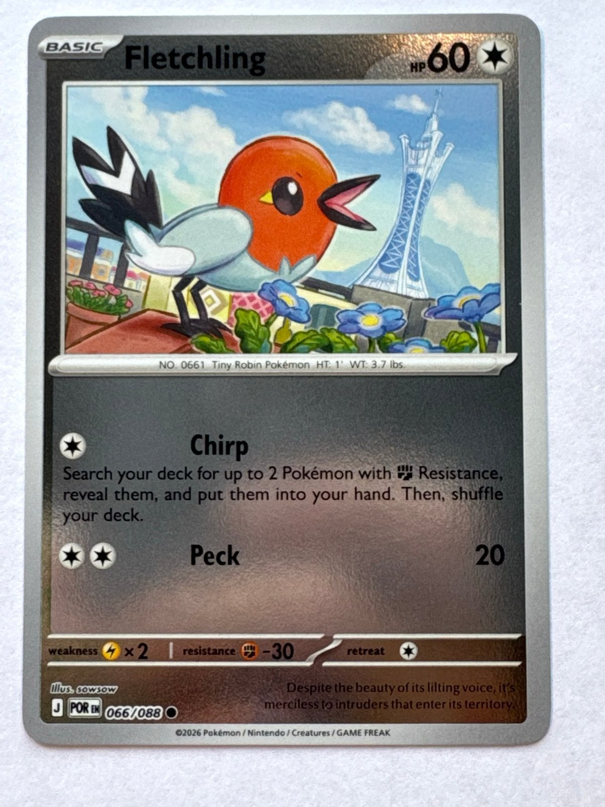Pokémon Kaart Fletchling 066/088 - Reverse Holo, Ophalen of Verzenden, Zo goed als nieuw, Losse kaart