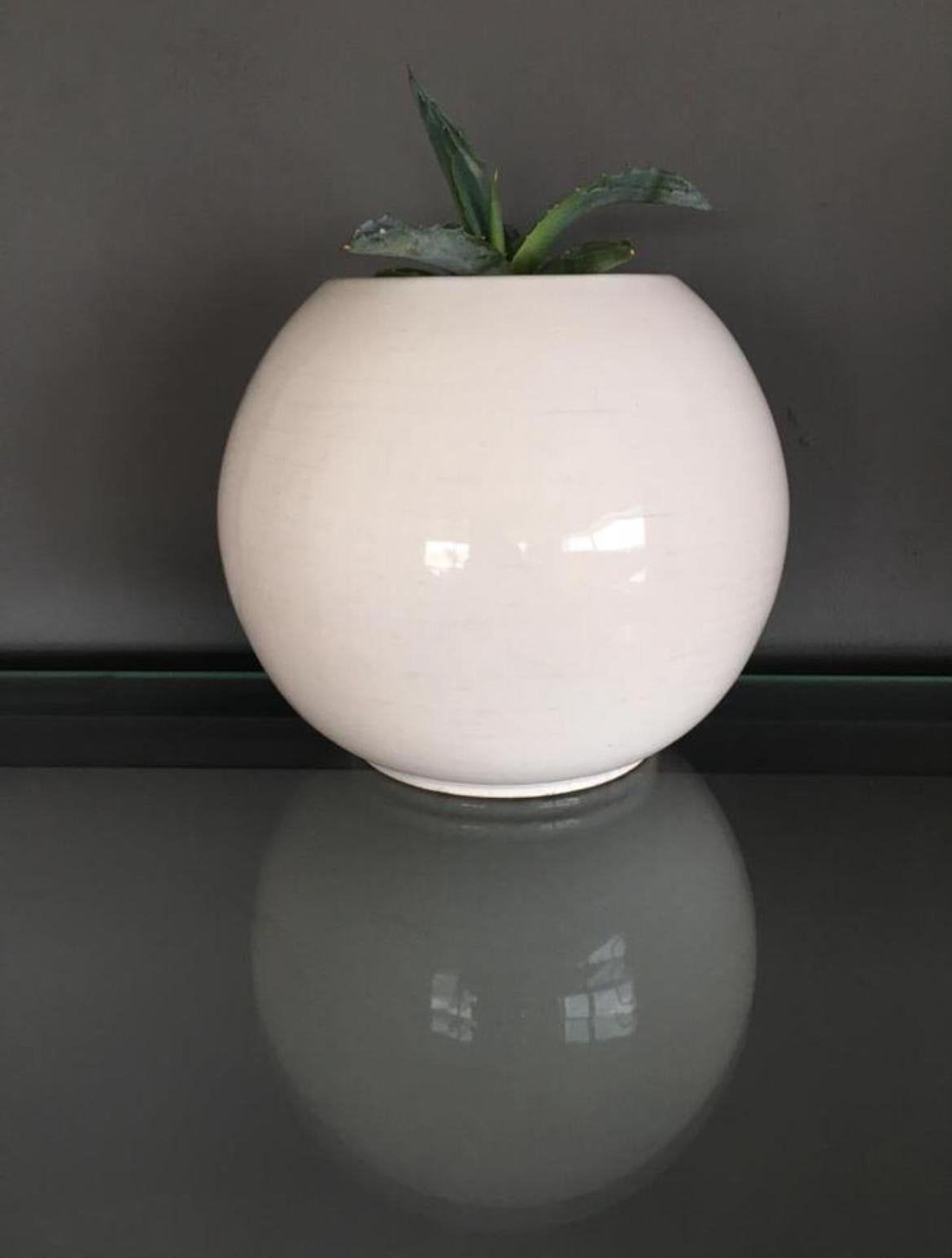 Unieke Hollandse vintage design vaas bloempot bioplanten, Gebruikt, Wit, Steen/keramiek, Matte afwerking