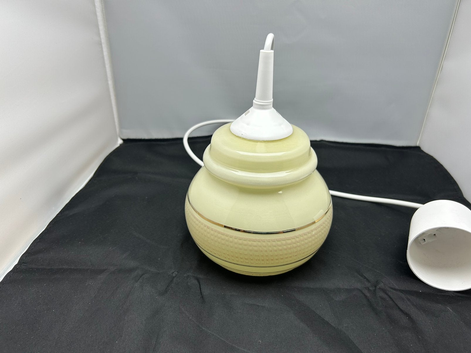Vintage glazen hanglamp geel goud - retro jaren 60/70 lamp, Ophalen, Zo goed als nieuw, Glas, Vintage