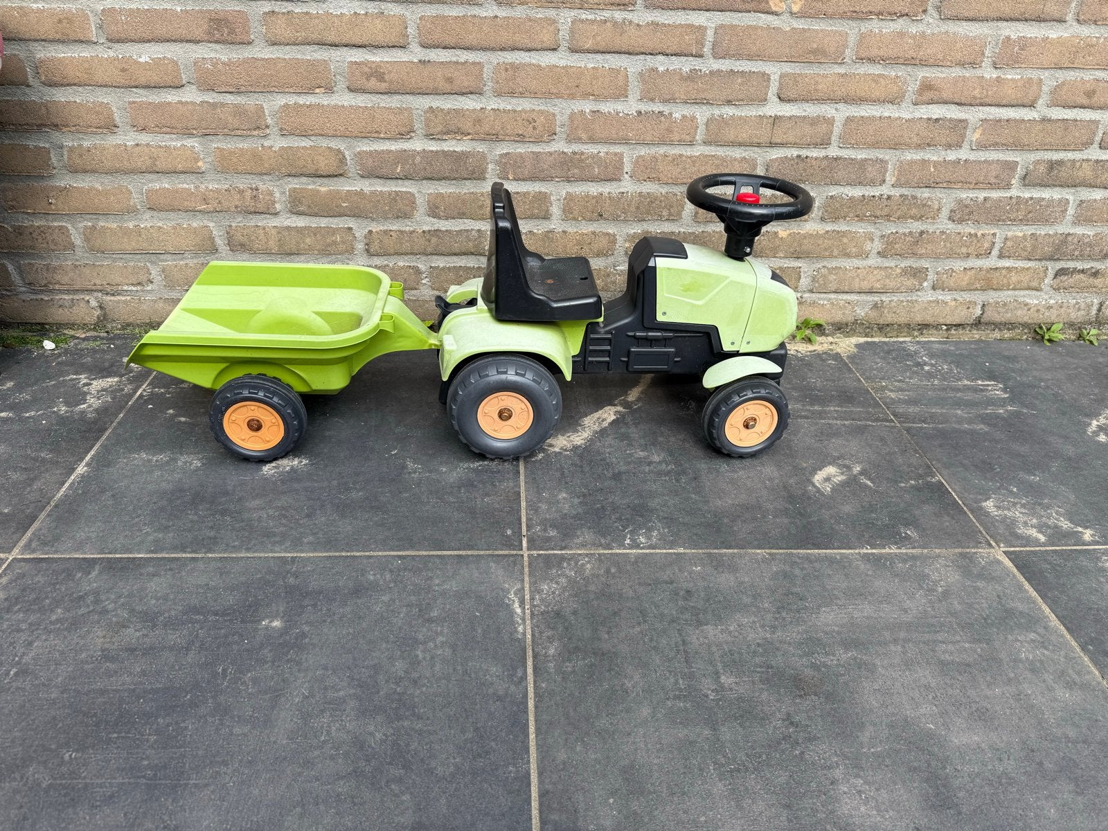 Groene Traptractor met Aanhanger, Ophalen of Verzenden, Zo goed als nieuw, Trapvoertuig