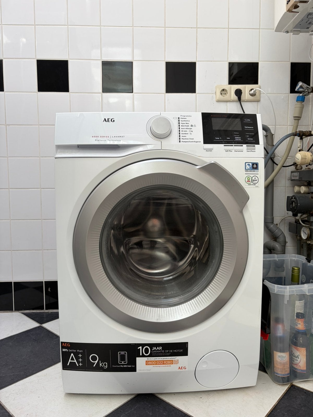 AEG 6000 Lavamat ProSense Wasmachine 9kg, Witgoed en Apparatuur, Wasmachines, Ophalen, 1200 tot 1600 toeren, 8 tot 10 kg, Zo goed als nieuw