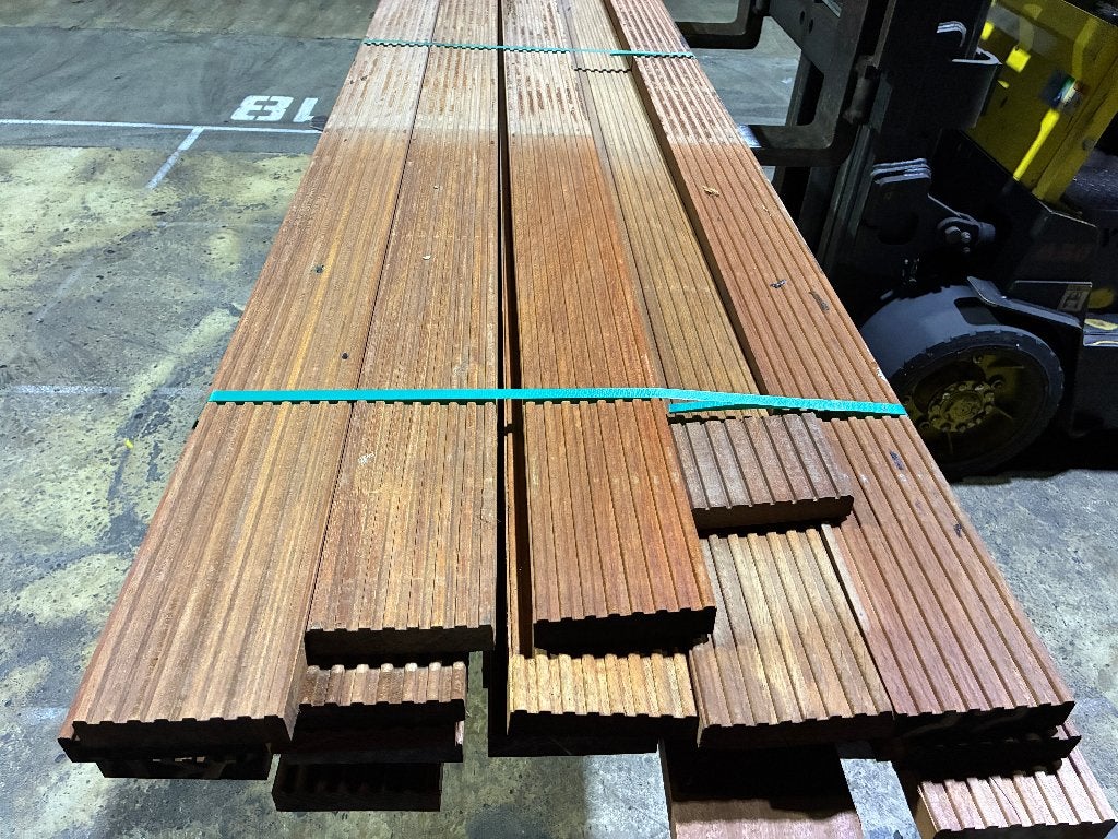 Angelim Vermelho hardhout balken vlonderplanken 34x138mm, Ophalen, Nieuw, Hout