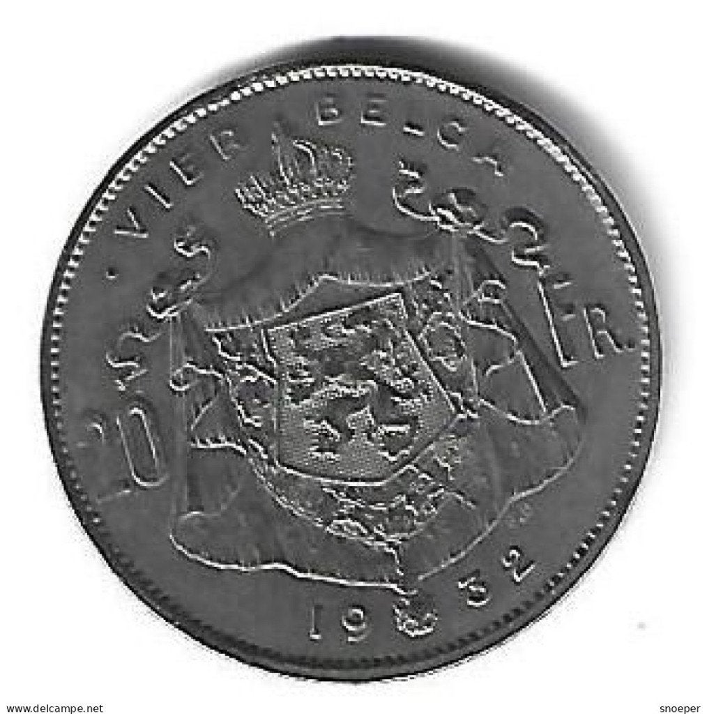 *belguim 20 francs 1932 dutch pos A, Verzenden, België, Losse munt