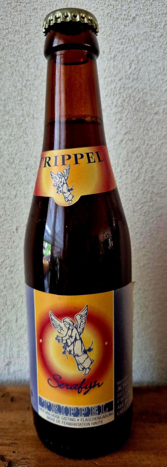 2002 fles SERAFIJN trippel bier 8%  ACHILLES ITEGEM. Verzame, Ophalen of Verzenden, Zo goed als nieuw, Flesje(s), Overige merken
