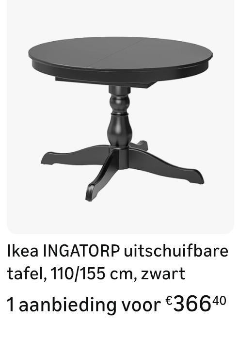 IKEA Ingatorp uitschuifbare ronde tafel - Z.g.a.n., Huis en Inrichting, Tafels | Eettafels, Ophalen, Rond, Zo goed als nieuw, 100 tot 150 cm