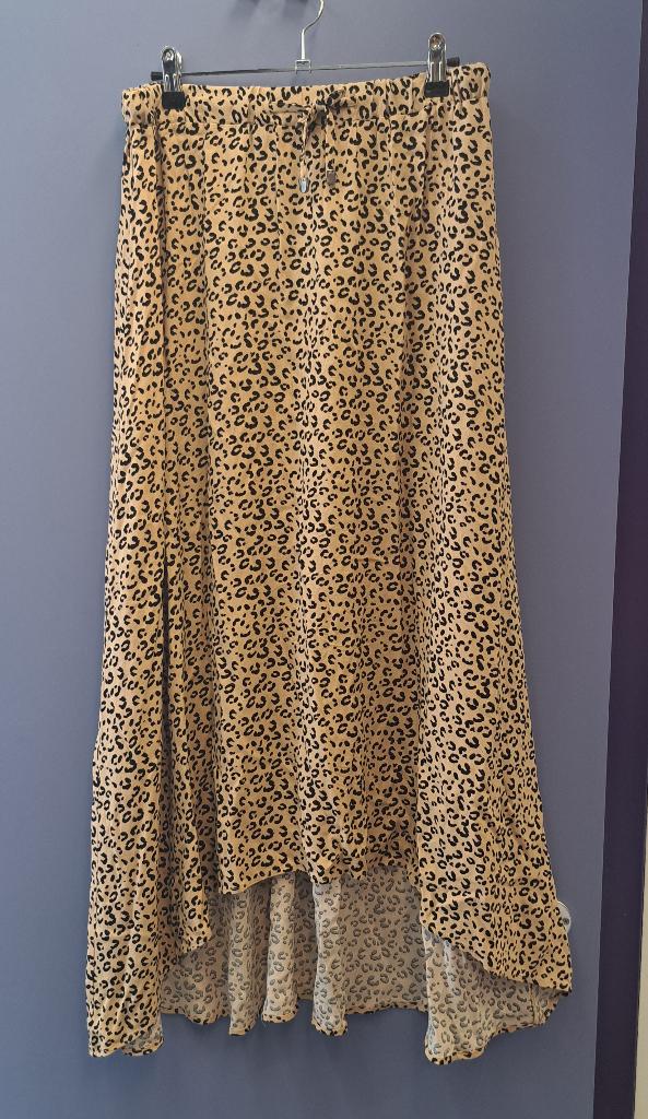 Anna rok luipaard print flowy stof midi lengte mt 36 51274, ., Ophalen of Verzenden, Maat 36 (S), Onder de knie