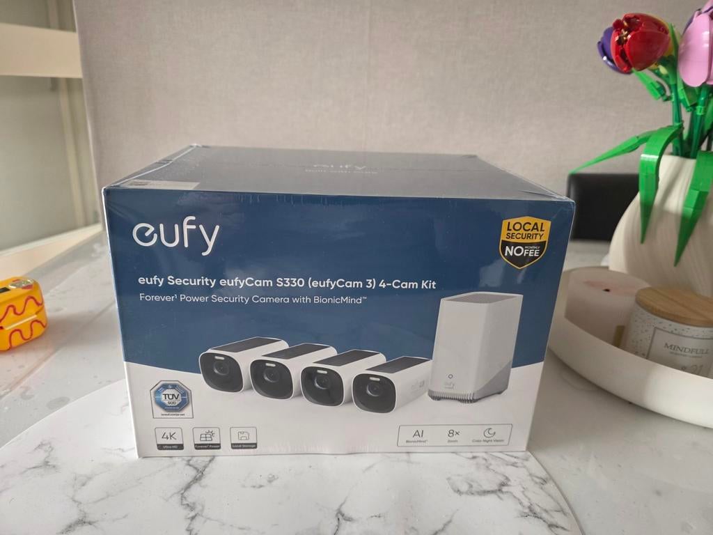 Nieuwe Eufy Security eufyCam S330 (eufyCam 3) 4-Cam Kit, Ophalen of Verzenden, Nieuw, Buitencamera