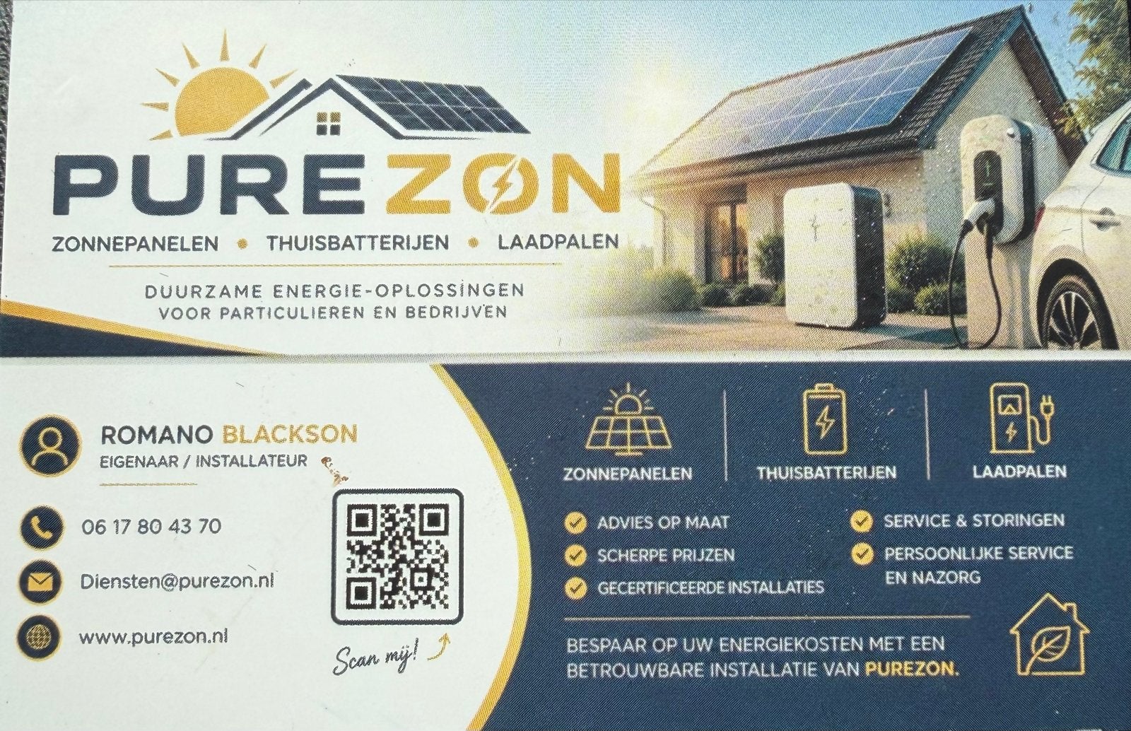 Zonnepanelen, thuisbatterijen en laadpalen door PureZon, Ophalen of Verzenden, Nieuw, Compleet systeem, 200 wattpiek of meer