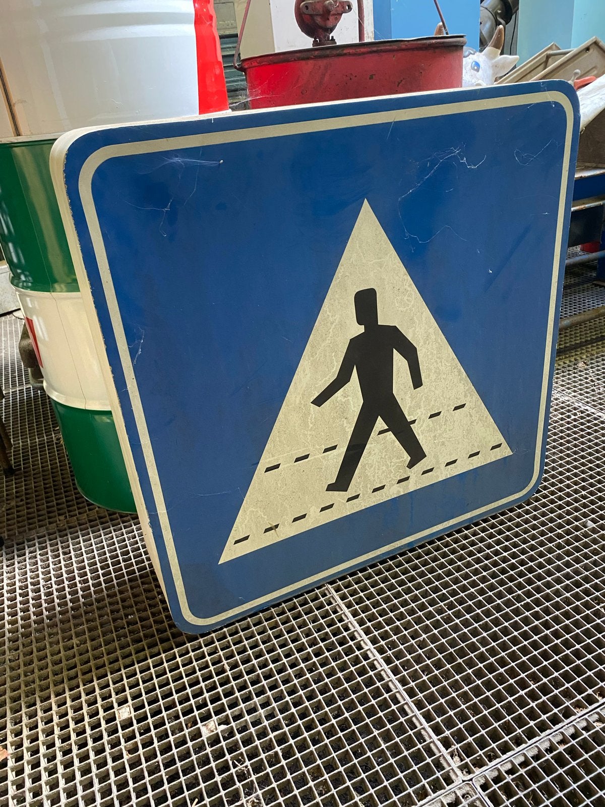 Vintage lichtbak Voetgangersoversteekplaats Verkeersbord, Ophalen of Verzenden