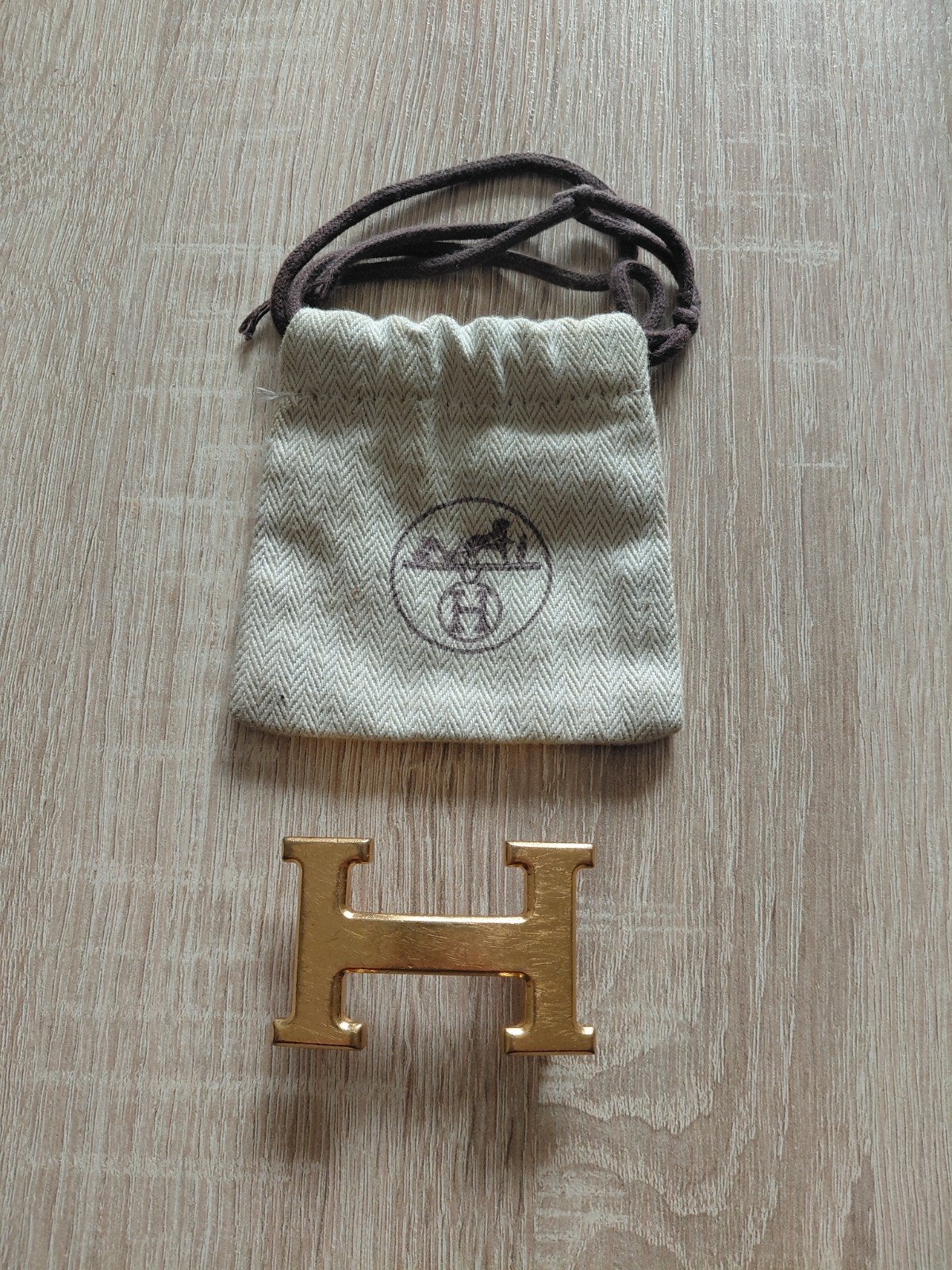 Hermès H-gesp goudkleurig met stofzakje, Kleding | Heren, Losse buckle of gesp, Overige kleuren, Minder dan 95 cm, Ophalen of Verzenden