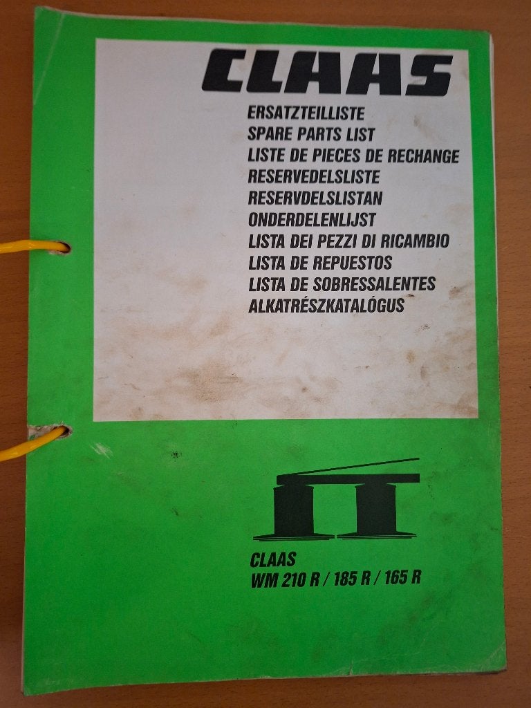Onderdelenboek Claas WM 210 R, 185 R en 165 R maaier, Ophalen of Verzenden, Gelezen, Tractor en Landbouw