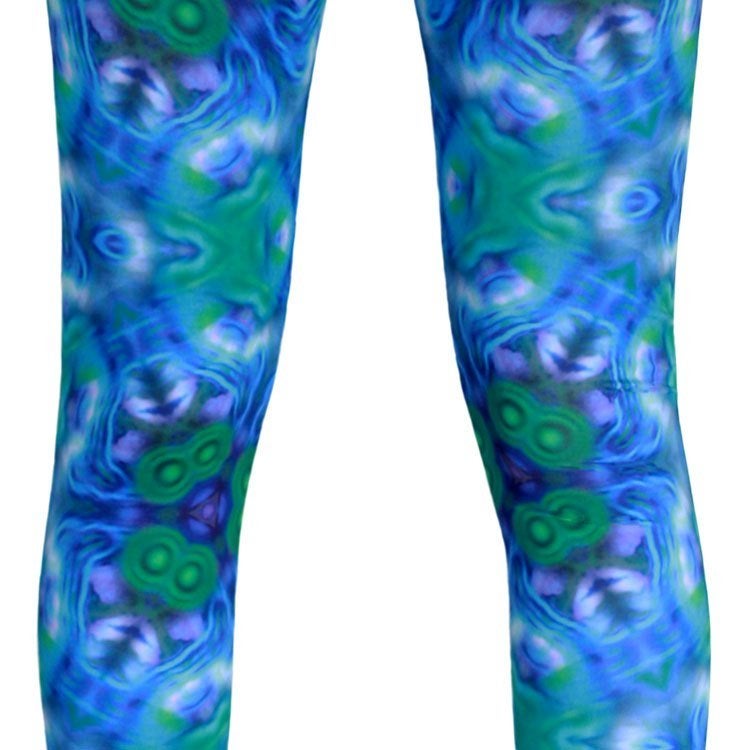 Legging blauw met bloemen kaleidoskoop-fantasy print, Blauw, Nieuw, Ophalen of Verzenden, Maat 44/46 (L)