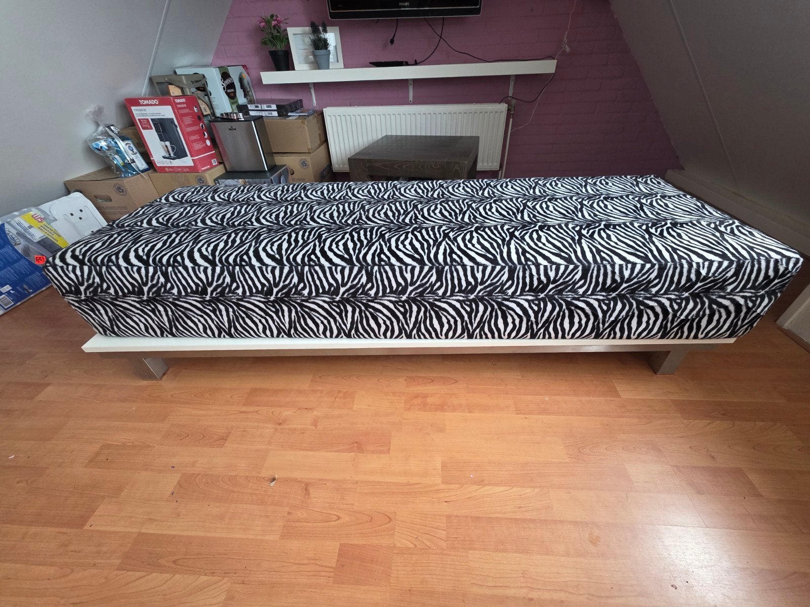 bankje met zebraprint matras, Ophalen of Verzenden, Gebruikt, Modern, Speels