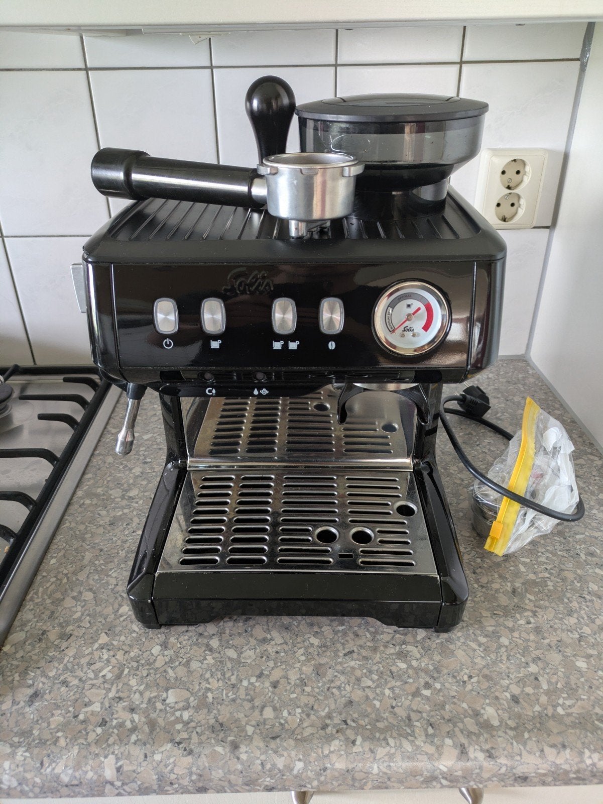 Goed werkende Solis Grind & Infuse Compact (1018), Gebruikt, Espresso apparaat, Ophalen of Verzenden, Gemalen koffie