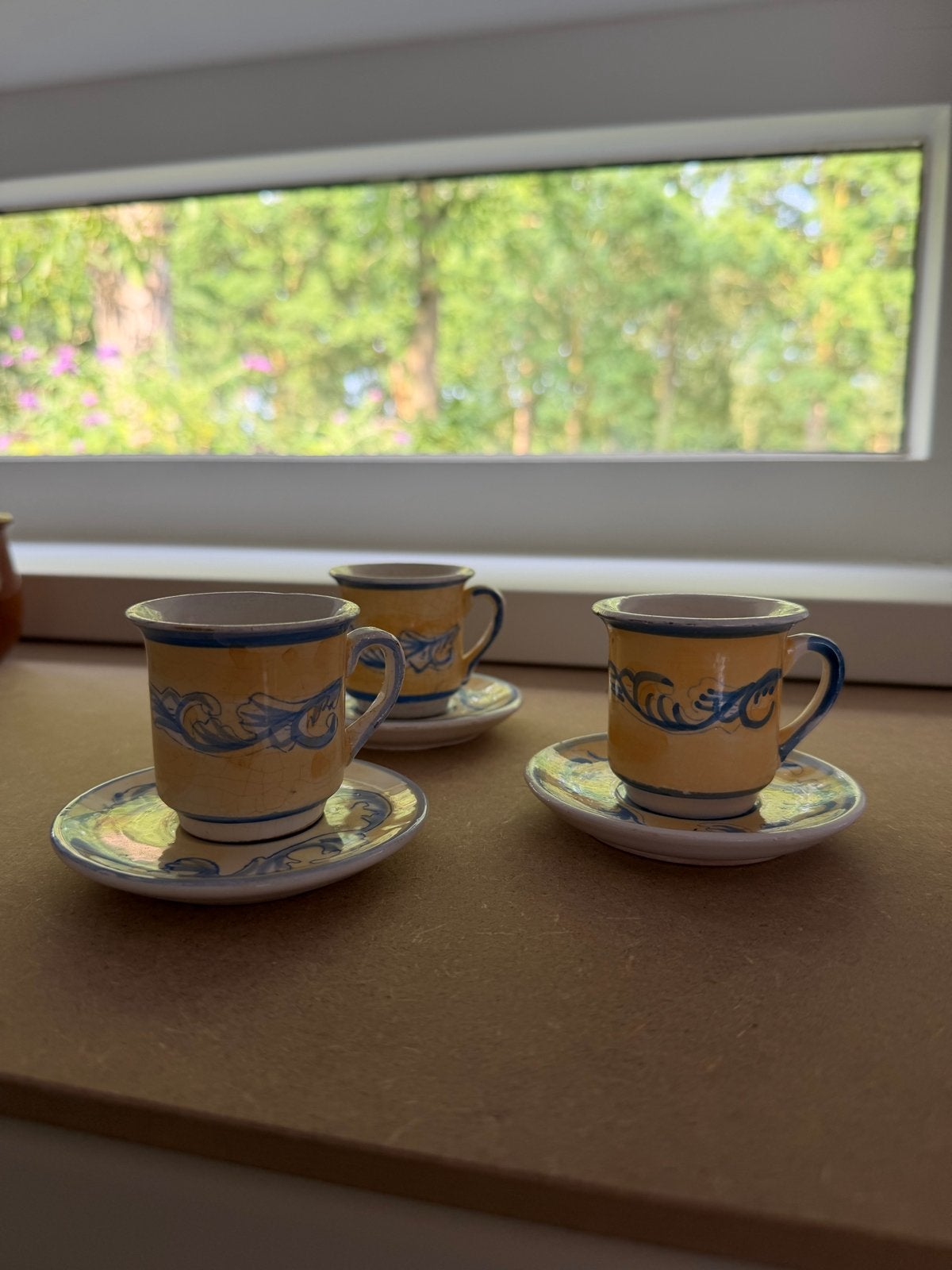 7 Handgeschilderde espresso kopjes- Italiaans Keramiek, Ophalen of Verzenden