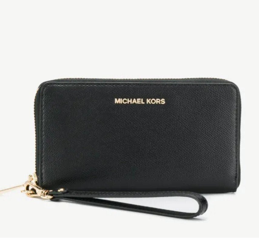Michael Kors leren telefoonhoesje / portemonnee / clutch, Ophalen of Verzenden, Zo goed als nieuw, Zwart, Leer