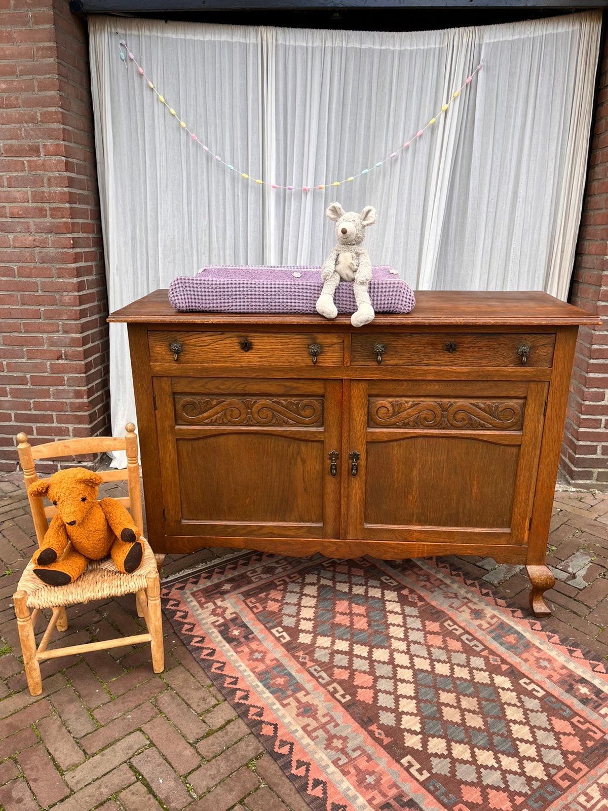 Mooie brocante eiken commode, 50 tot 70 cm, Ophalen of Verzenden, 90 tot 105 cm, 100 cm of meer