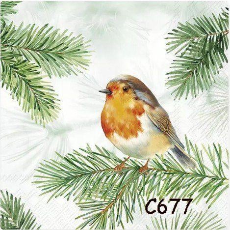 Servetten decoupage/bullet journal * roodborst C677, Verzenden, Nieuw