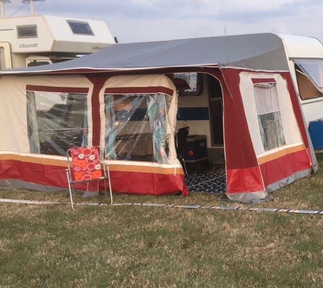 Voortent voor caravan - compleet met stokken, Ophalen of Verzenden, Gebruikt