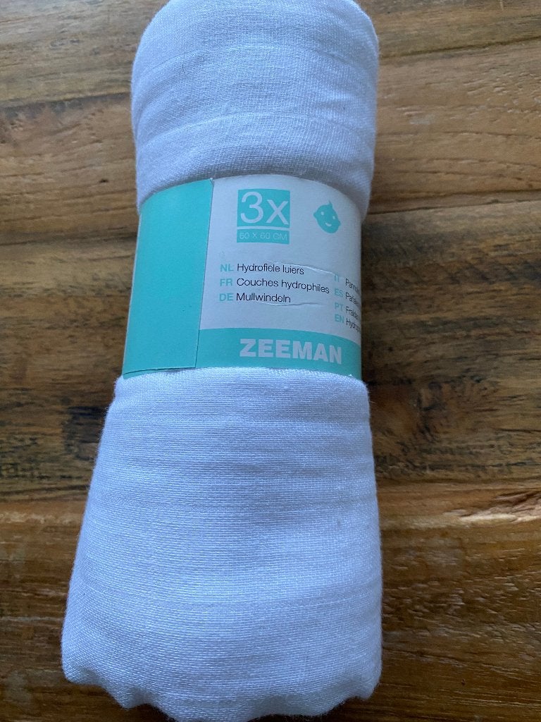 3x Hydrofiele luiers 60x60 cm - Zeeman, Kinderen en Baby's, Badjes en Verzorging, Overige merken, Overige typen, Nieuw, Ophalen of Verzenden