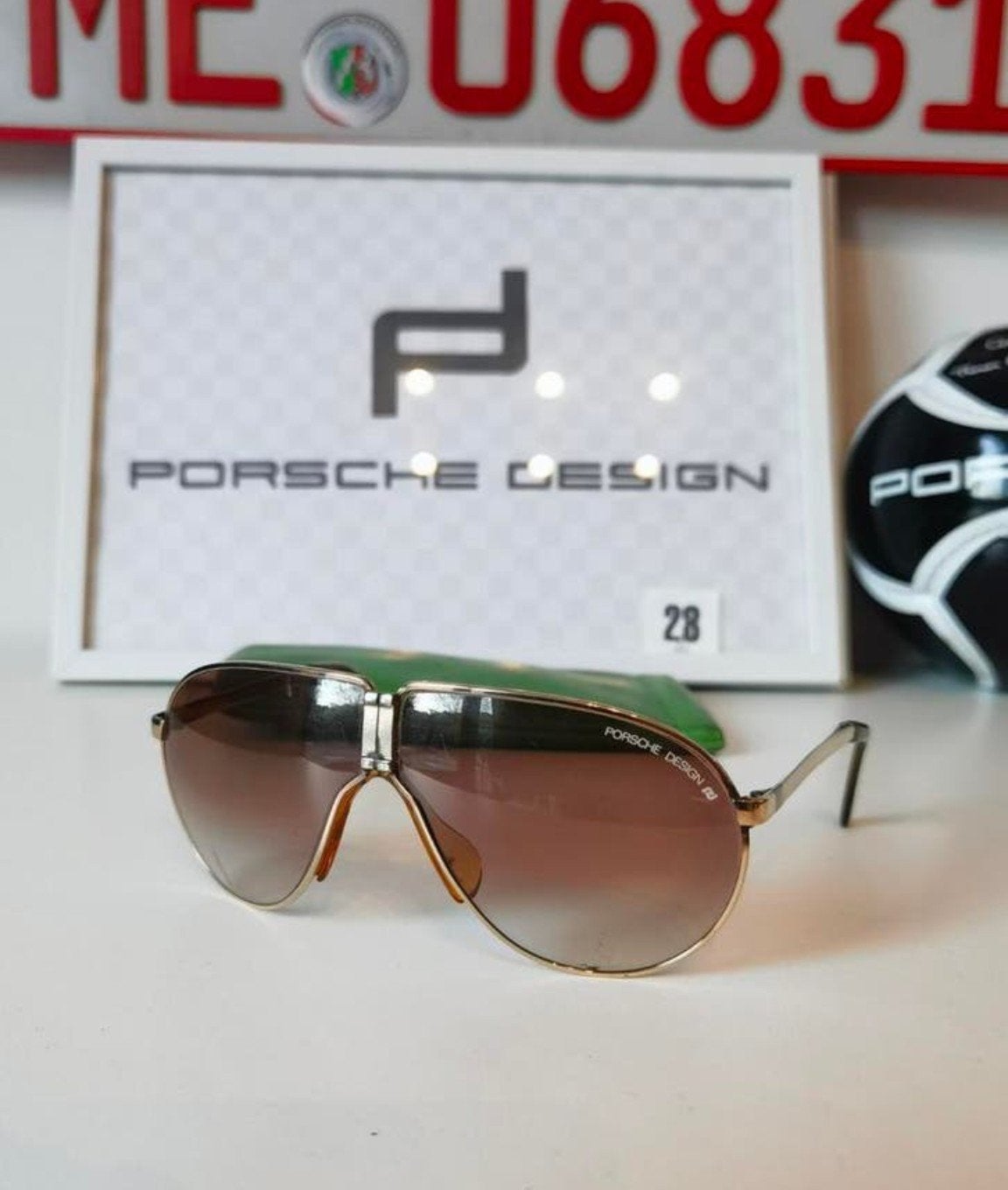 28- Origineel porsche design vintage heren zonnebril by carr, Zonnebril, Bruin, Carrera, Ophalen of Verzenden