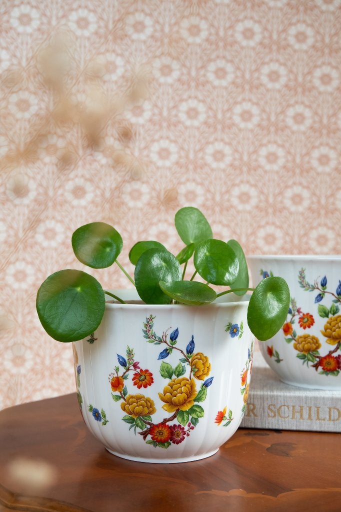Vintage bloempotten Bavaria gekleurd set van 2, Rond, Binnen, Ophalen of Verzenden, Zo goed als nieuw