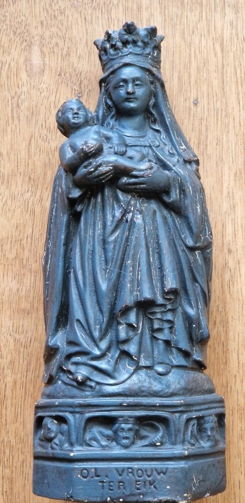 Mariabeeldje O.L. Vrouw ter Eik Veldhoven, Ophalen of Verzenden, Gebruikt, Beeld(je), Christendom | Katholiek