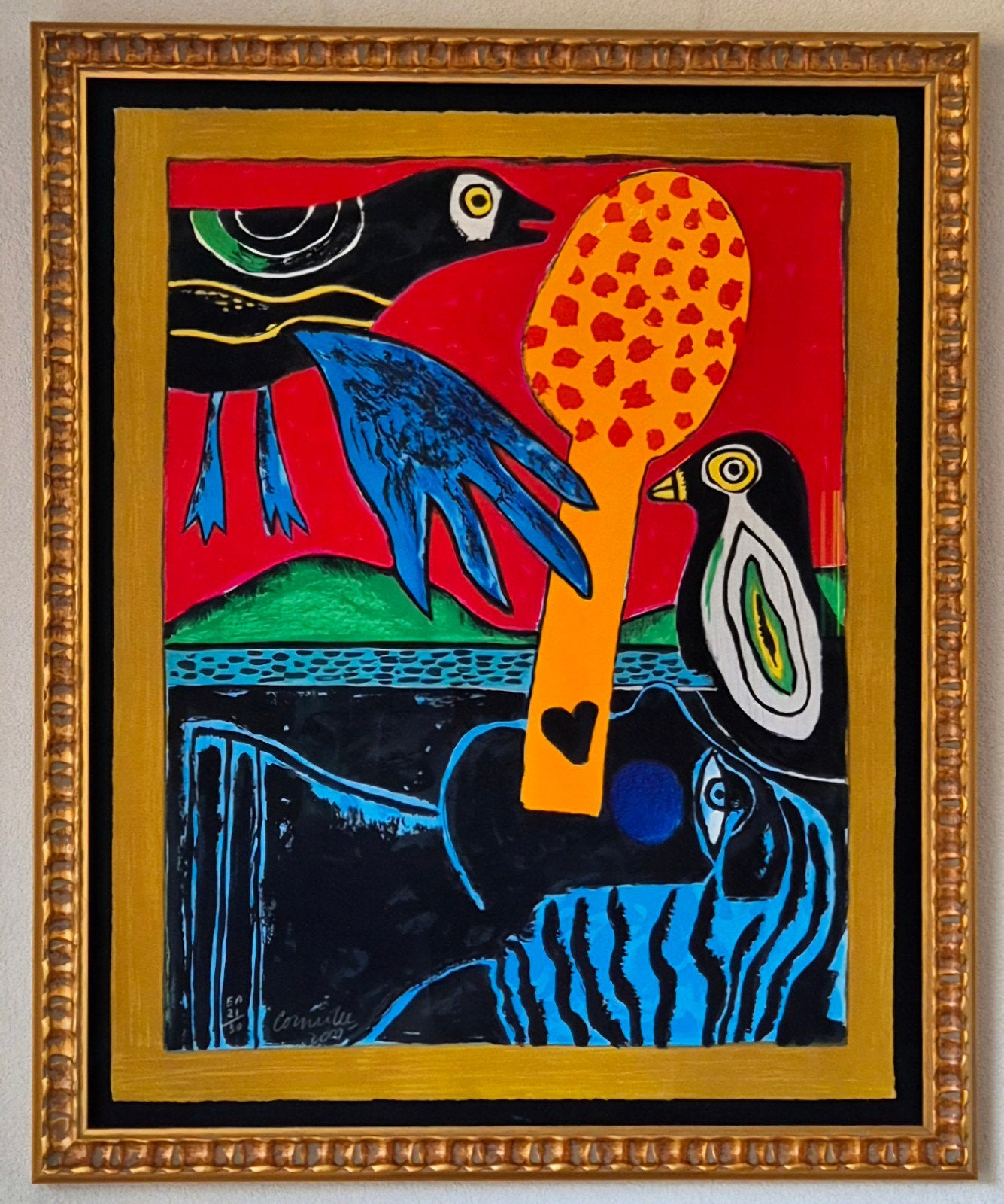 Cornelie - Litho - EA atelier edition - Oiseaux en fête, Antiek en Kunst, Kunst | Litho's en Zeefdrukken, Lithografie, Gelimiteerde oplage