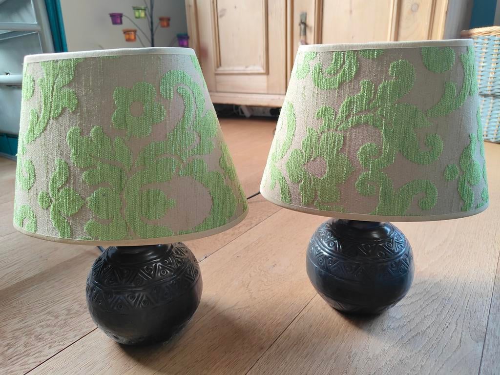2 lampen met ovale kap., Ophalen of Verzenden, Zo goed als nieuw, Koloniaal, Minder dan 50 cm