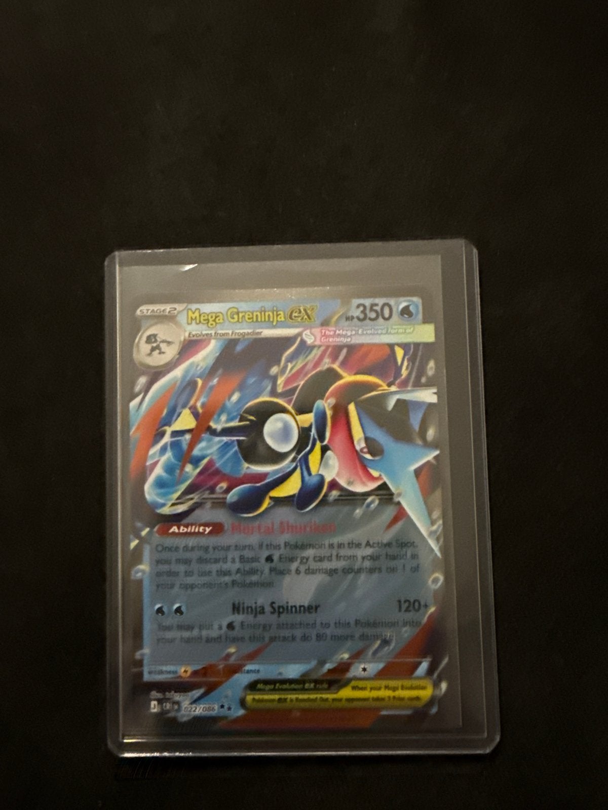 Mega Greninja EX Pokémon Kaart - Zeldzaam, Ophalen of Verzenden, Zo goed als nieuw, Losse kaart