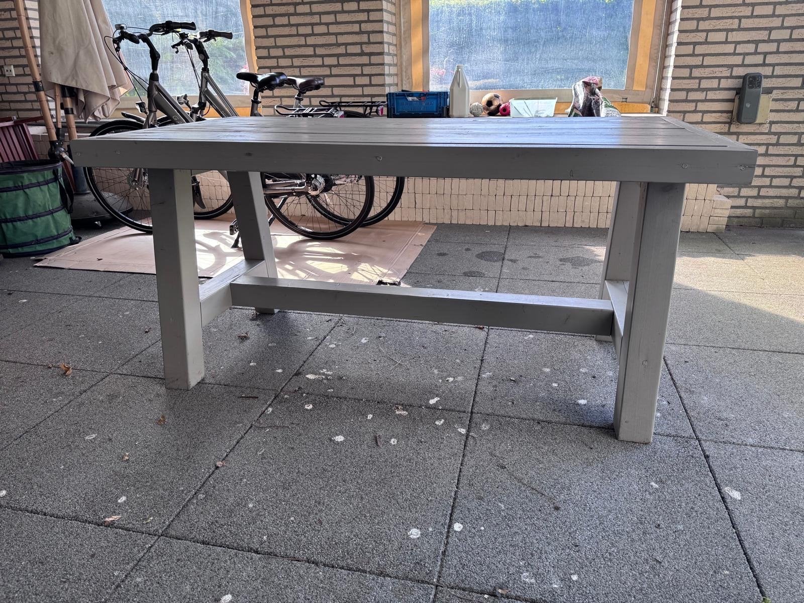 Robuuste houten tuintafel - Grijs geverfd, Ophalen, Gebruikt, Rechthoekig, Hout