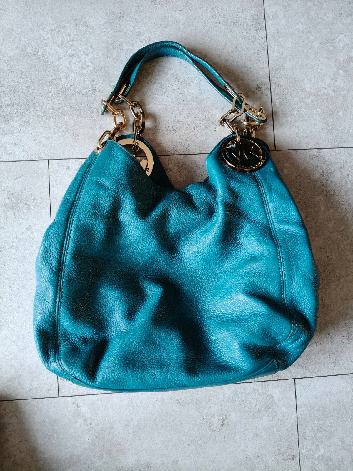 Michael Kors Handtas - Turquoise Leer, Ophalen, Gebruikt, Blauw, Handtas