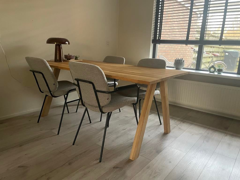 Woood Tablo Eettafel - Onbehandeld Eikenhout met 2 Bladen, Huis en Inrichting, Tafels | Eettafels, Ophalen, Eikenhout, 50 tot 100 cm