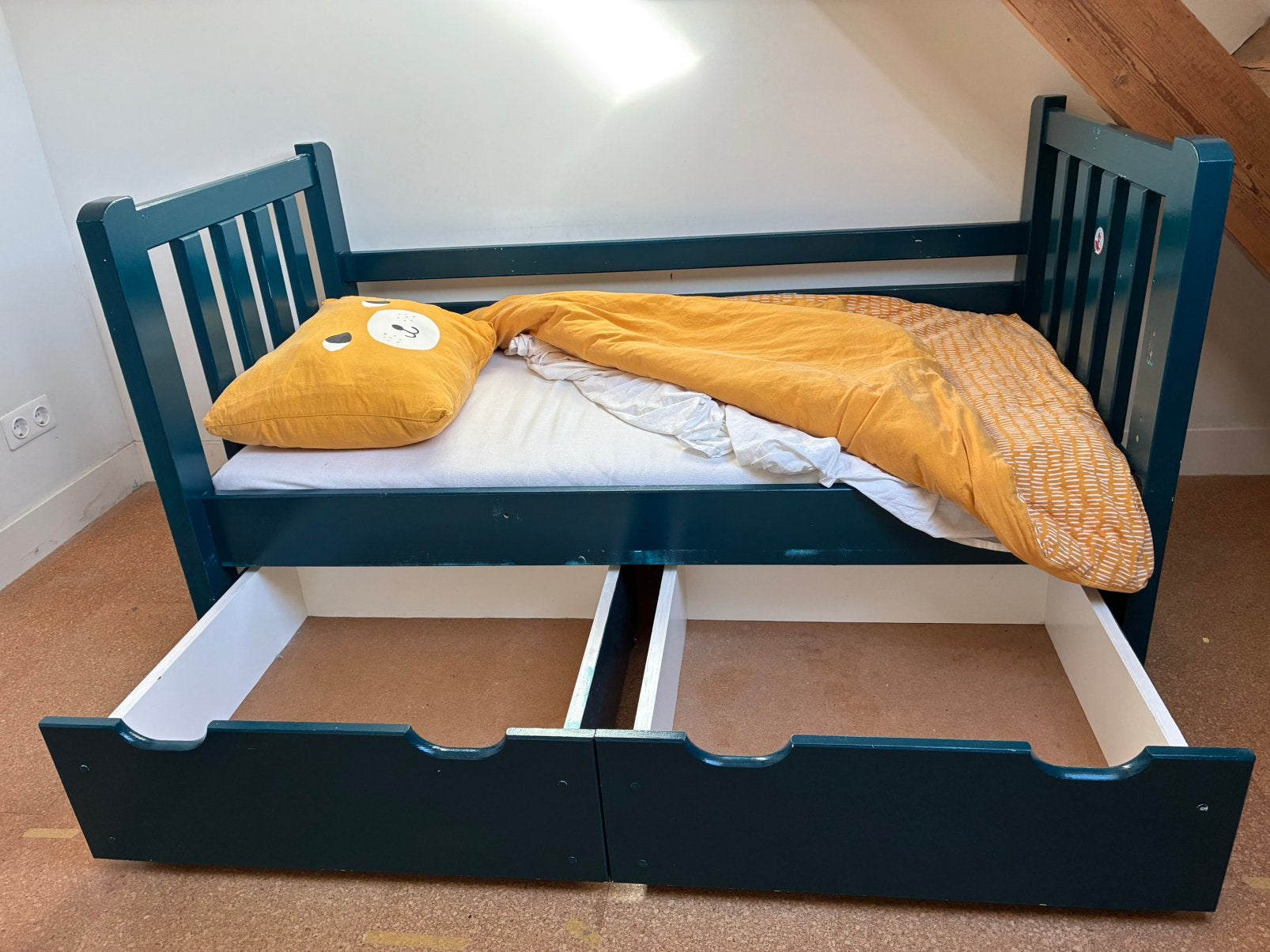 Peuterbed - aanpasbaar, blauw incl lattenbodem, Kinderen en Baby's, Ophalen, 85 tot 100 cm, Gebruikt, 140 tot 160 cm