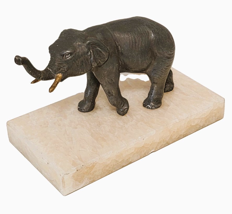 Brons olifant op marmer sokkel., Antiek en Kunst, Antiek | Koper en Brons, Ophalen of Verzenden, Brons
