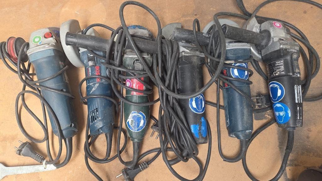 Partij haakse slijpmachines (6 stuks), Doe-het-zelf en Verbouw, Gereedschap | Slijpmachines, Ophalen, Gebruikt, 700 tot 1000 watt