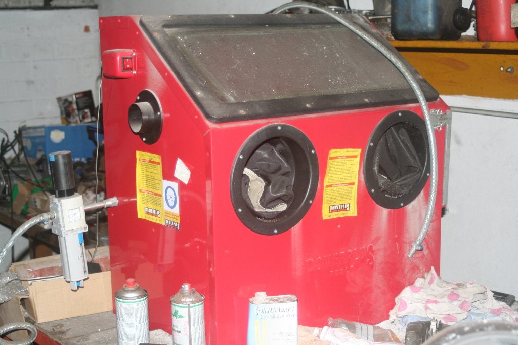 straalcabine powerplus 100l + zak glasparels (zandstralen), Ophalen of Verzenden, Gebruikt, Overige typen