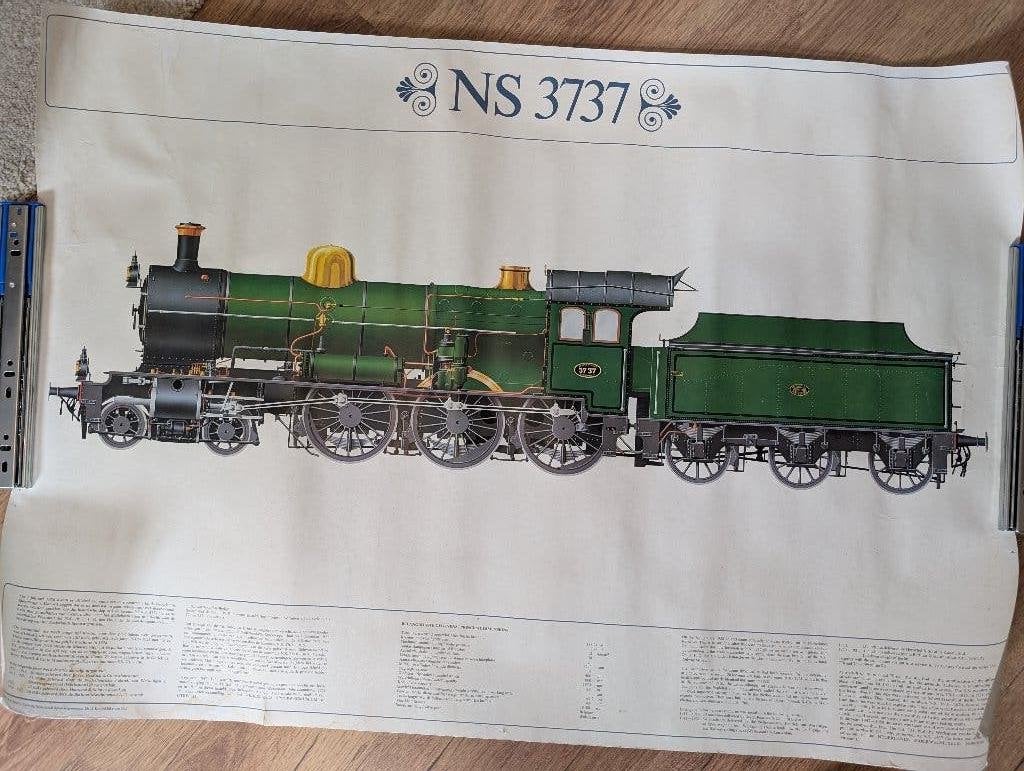 Mooie print NS 3737 locomotief - 88 x 61 cm, Ophalen of Verzenden, Gebruikt, Trein, Overige typen