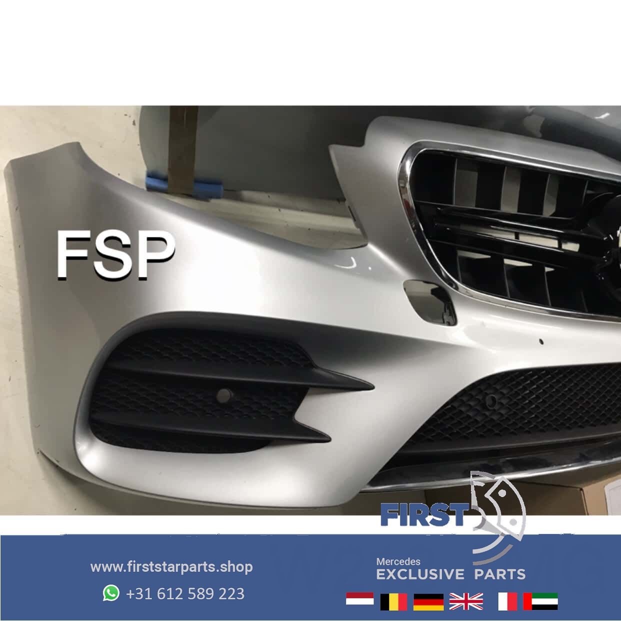 W213 AMG E43 E53 VOORBUMPER Mercedes E Klasse 2016-2021 ZILV, Gebruikt, -, Voor, Ophalen of Verzenden